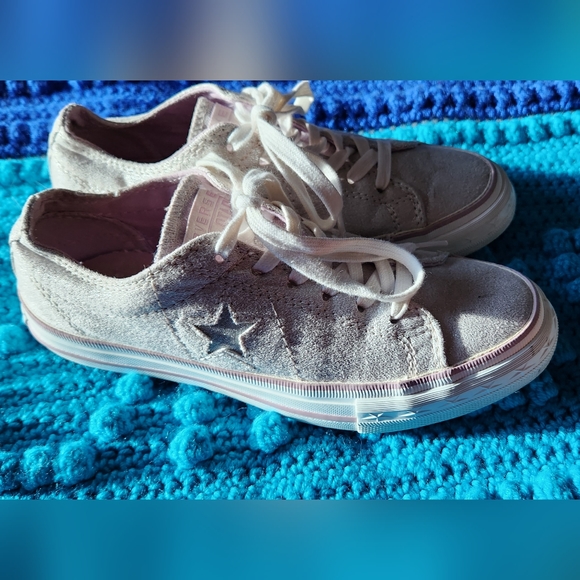Converse One Stars Low Top Sneakers Pink Silver Shimmer Sz 6.5 - Picture 4 of 6